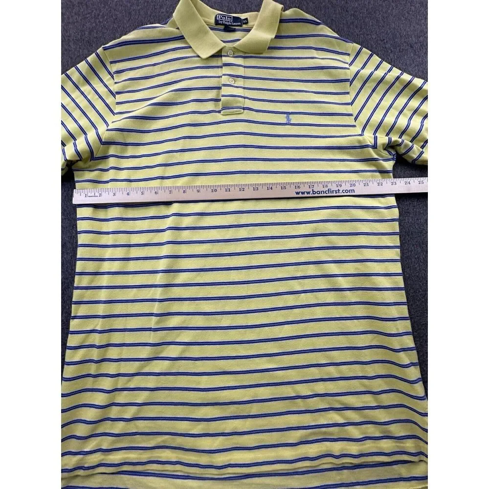 Polo Ralph Lauren Polo Mens X-Large Yellow Blue Striped Logo Pullover Golf Shirt
